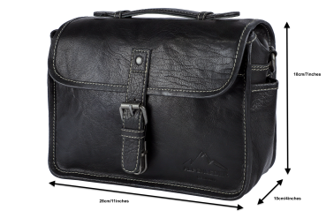 Alpenleder Leder Fototasche "Presse" Ebenholz